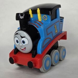 Cheerful Blue and Red Toy Train Engine
